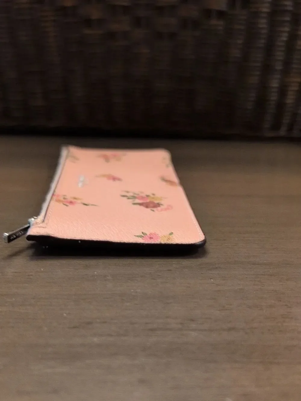 COACH Pink Daisy Bundle Print Slim Skinny Wallet Floral Zip Credit Card Case